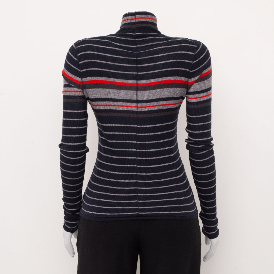 Blusa Rag e Bone Jeans Listrada Azul, Laranja e Cinza Tam. S