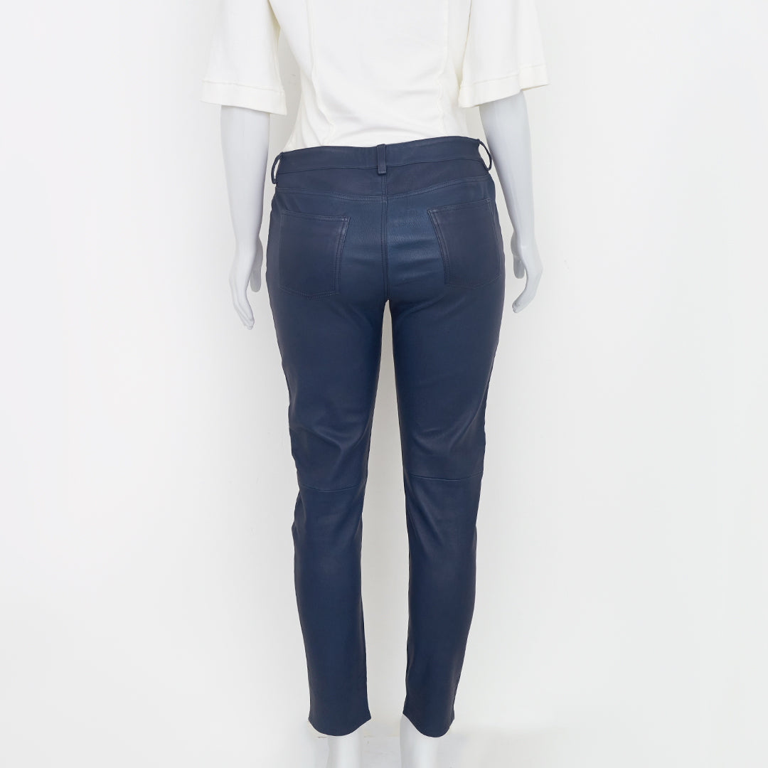 Calça Acne Studios de Couro Azul Tam. 40