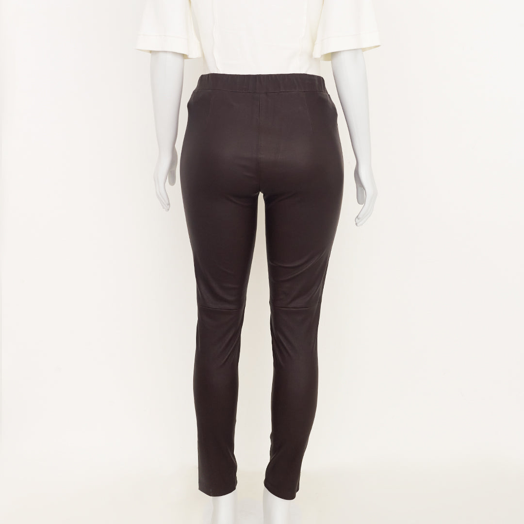 Calça Theory de Couro Marrom Tam. 10