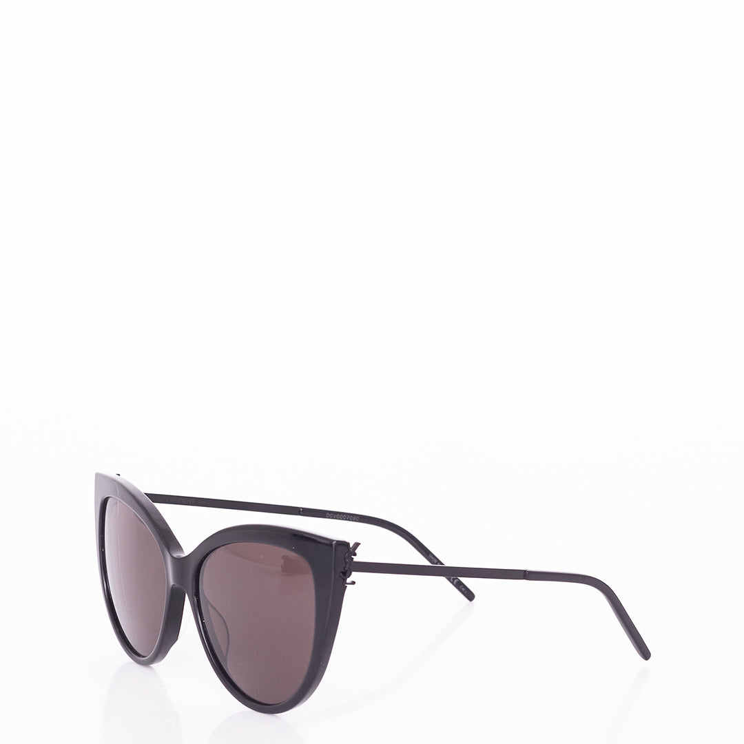 Óculos Saint Laurent Preto c/ lente arredondada e Hastes Finas