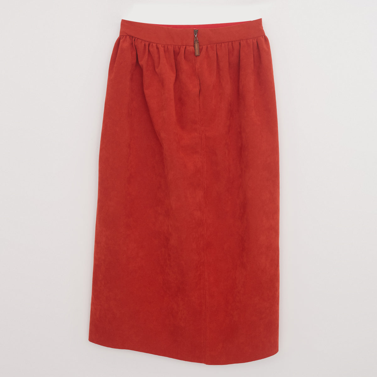 Saia Paula Raia Midi Laranja em Suede Tam.36