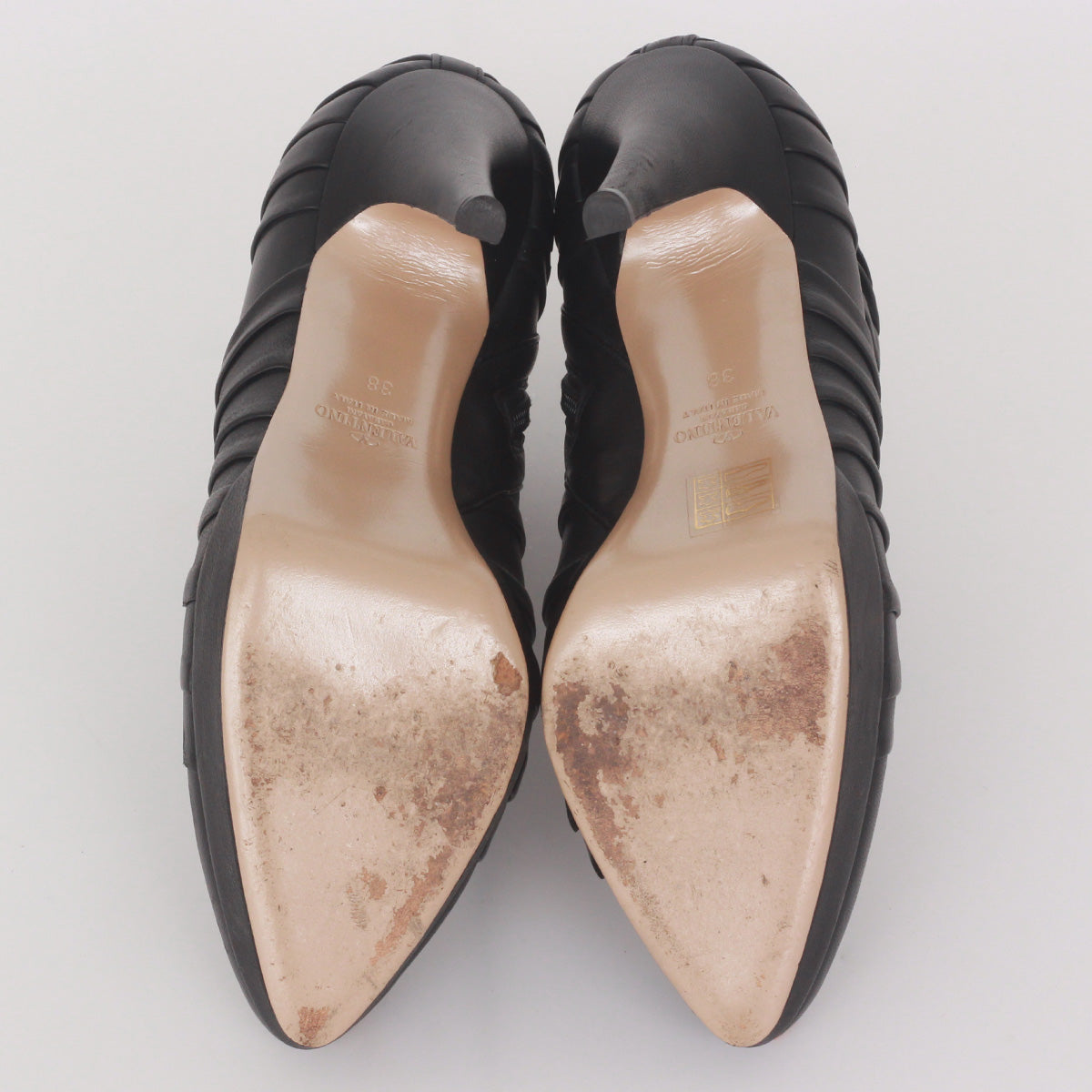 Ankle Boot Valentino Preta c/ Detalhes Drapeados Tam.35 Br