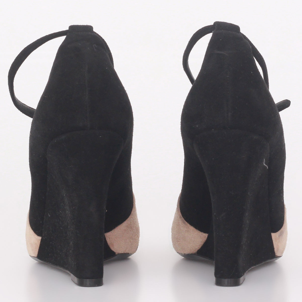 Sandália Céline Plataforma Preta c/ Detalhe Nude Tam. 34 Br