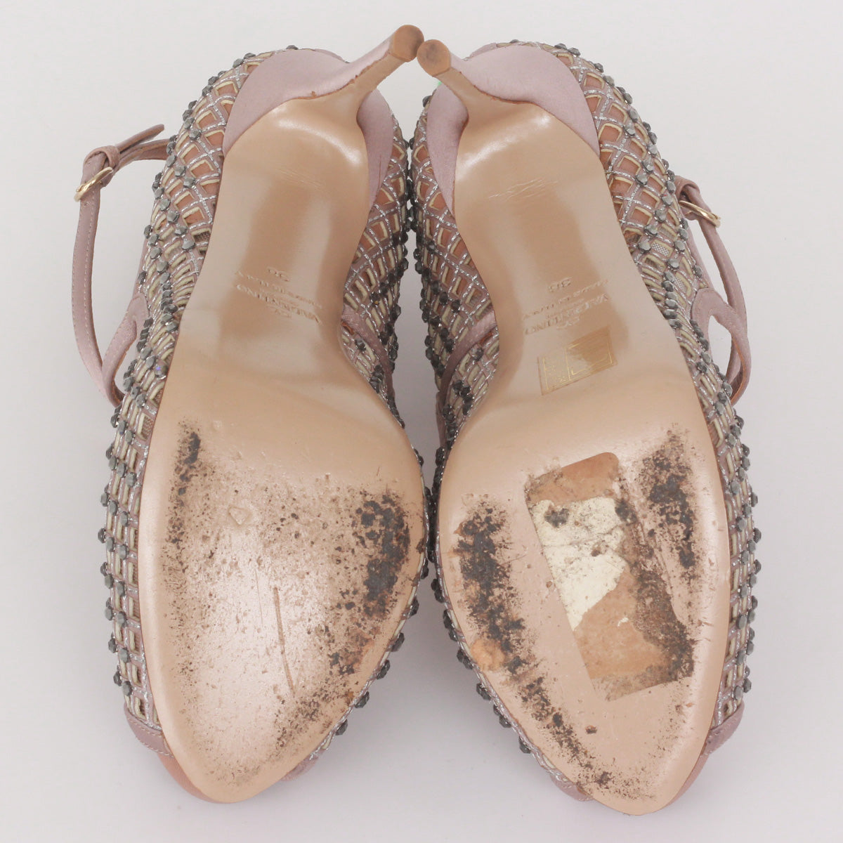 Peep Toe Valentino Nude c/ Pedraria Tam. 36 Br