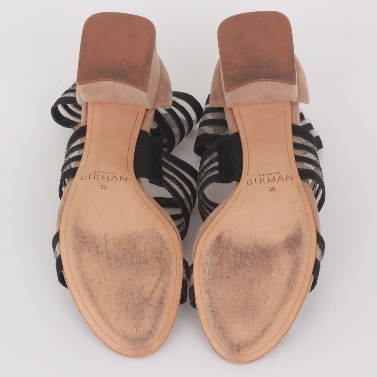 Sandália Alexandre Birman Nude com Tiras Pretas e Detalhe Transparente Tam.37,5 Br