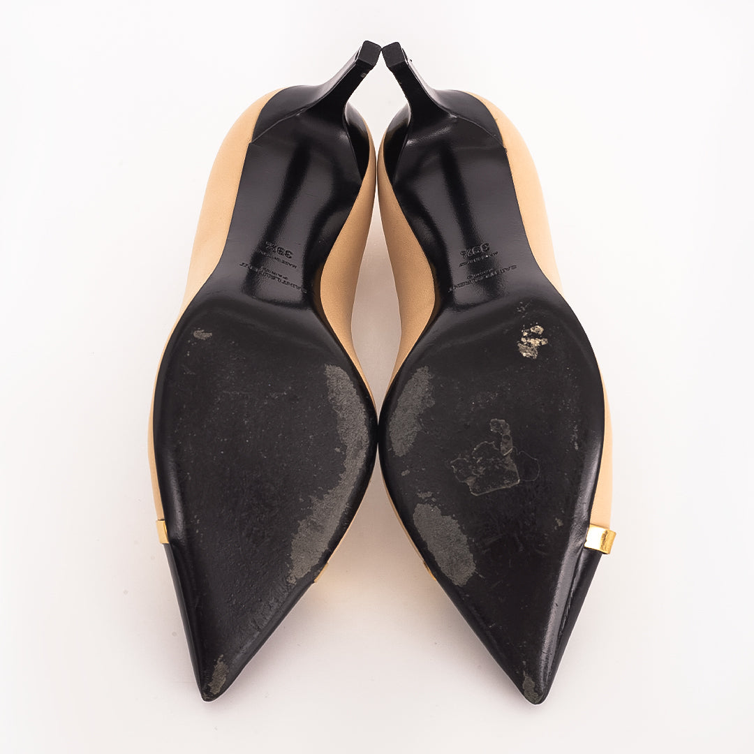 Scarpin Saint Laurent Bege, Dourado e Preto Tam. 36,5 Br