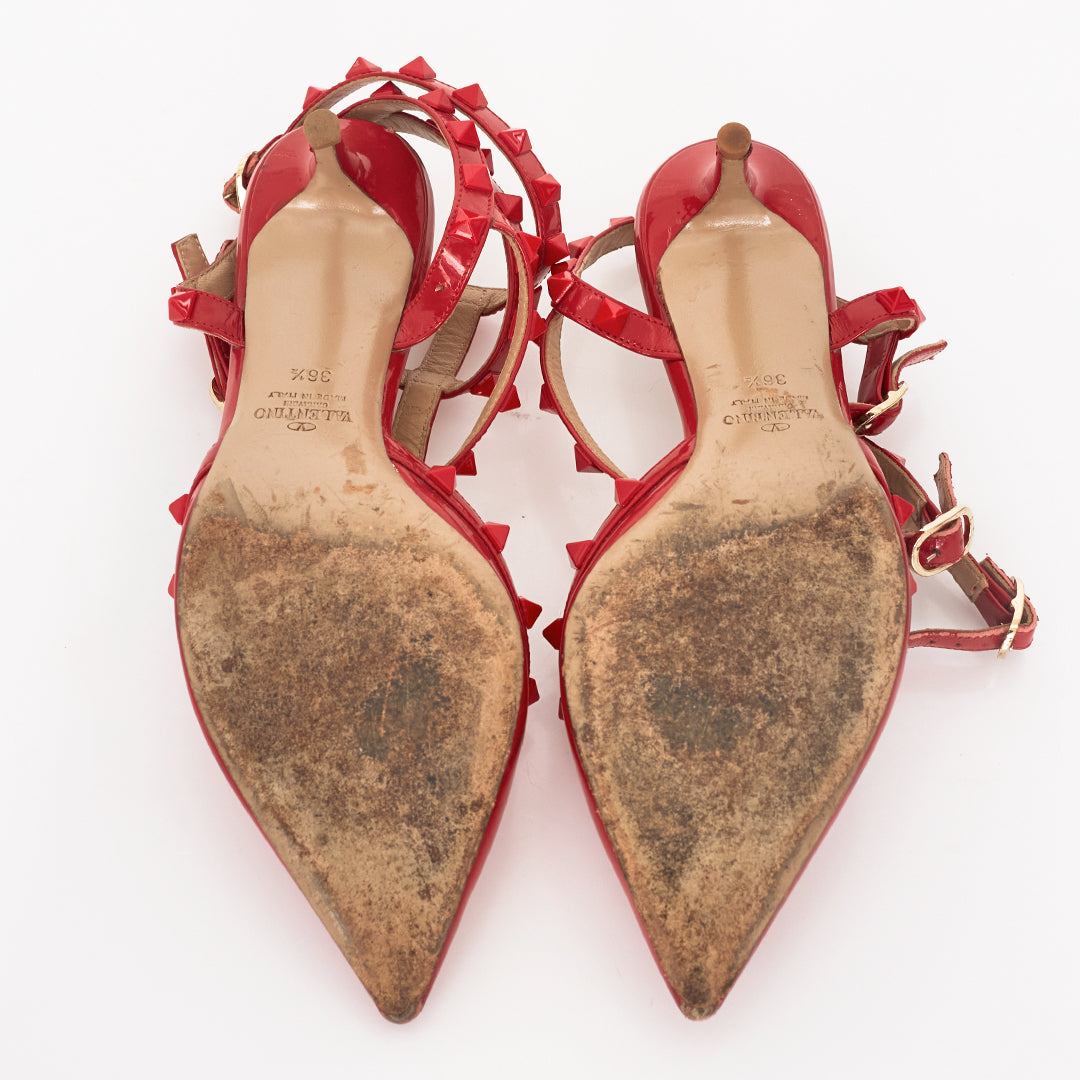 Sapato Valentino Rockstud Couro Vermelho Tam. 34,5