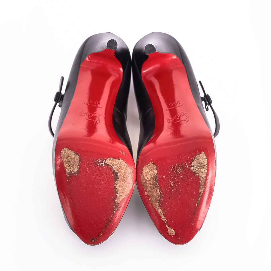 Peep Toe Christian Louboutin Preto c/ Fivela Tam. 35,5 Br