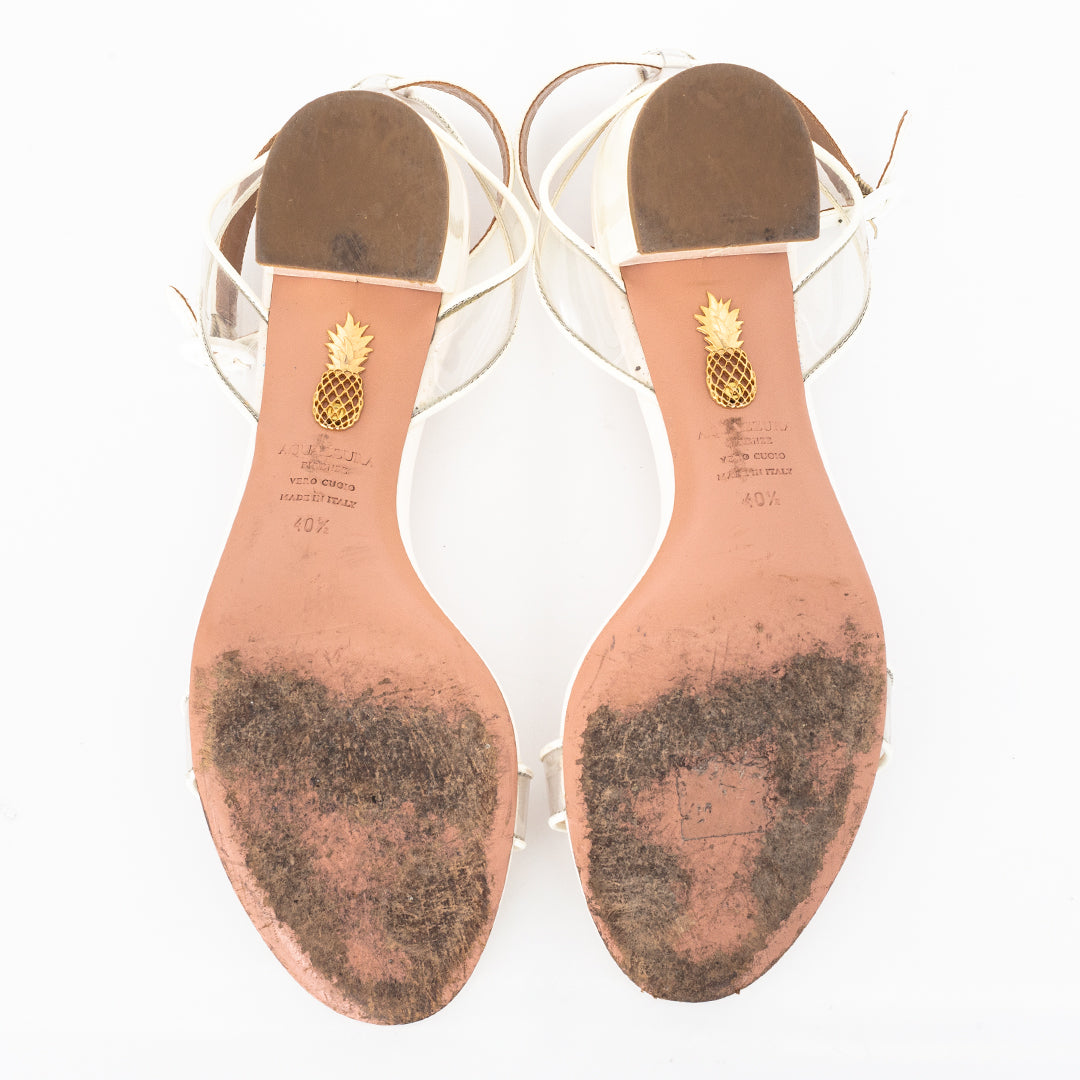 Sandália Aquazzura Branca Tam. 40,5