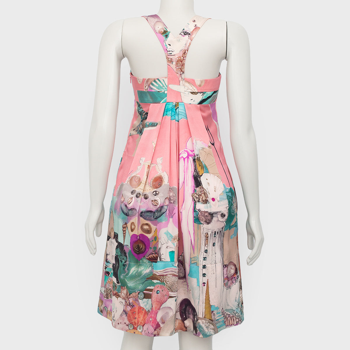 Vestido Versace Rosa Estampado Nadador Tam. 42