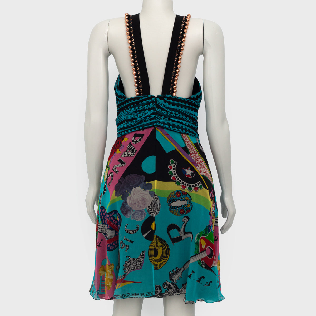 Vestido Versace Estampado Azul Curto Tam. 44