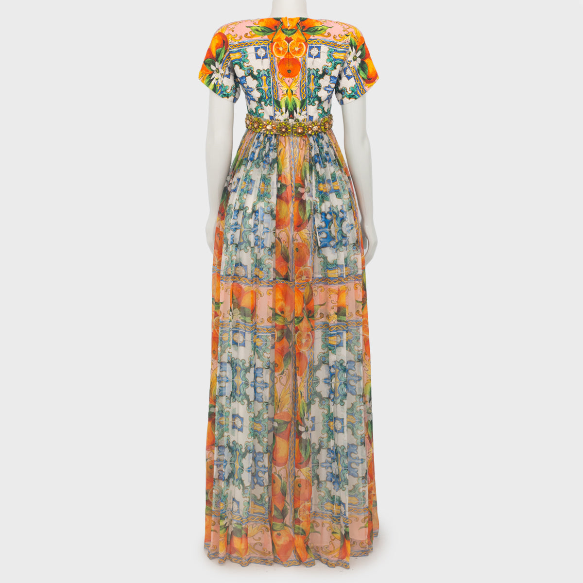 Vestido Dolce & Gabbana Embellished Printed Brocade Tam. 38