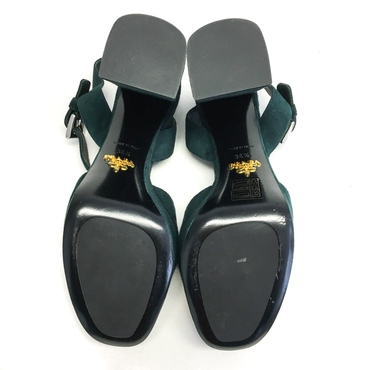 Sandália Prada Verde Camurça Bloco Tam. 36,5