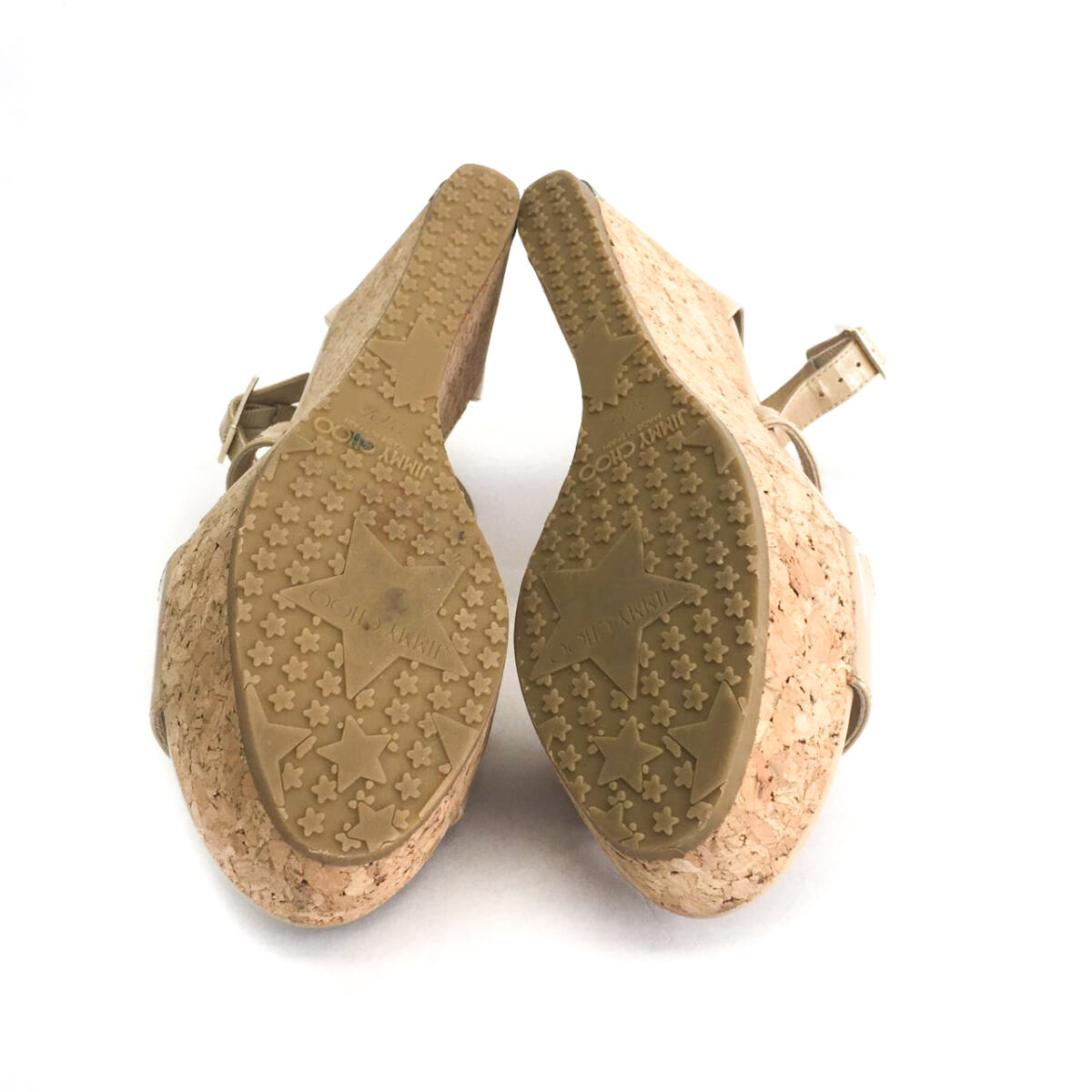 Sandália Jimmy Choo Anabela Verniz Bege Tam. 37,5