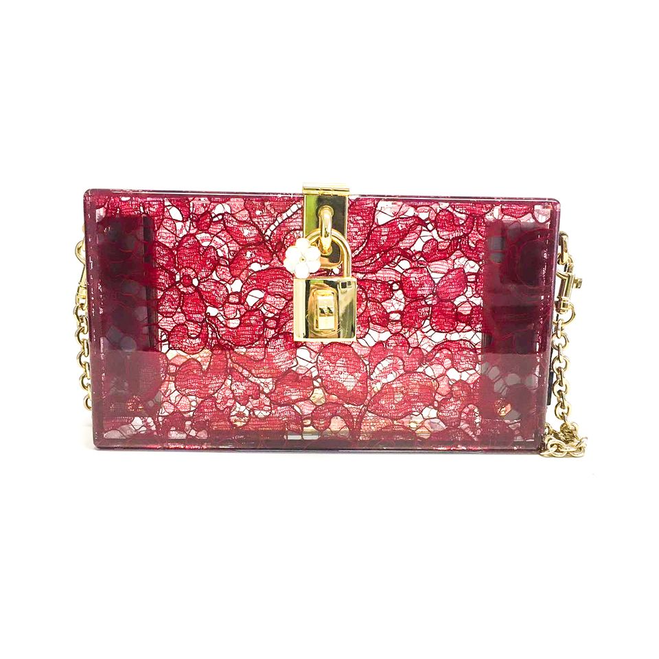 Clutch Dolce & Gabbana Belleza Box Acrilico Renda Vermelha
