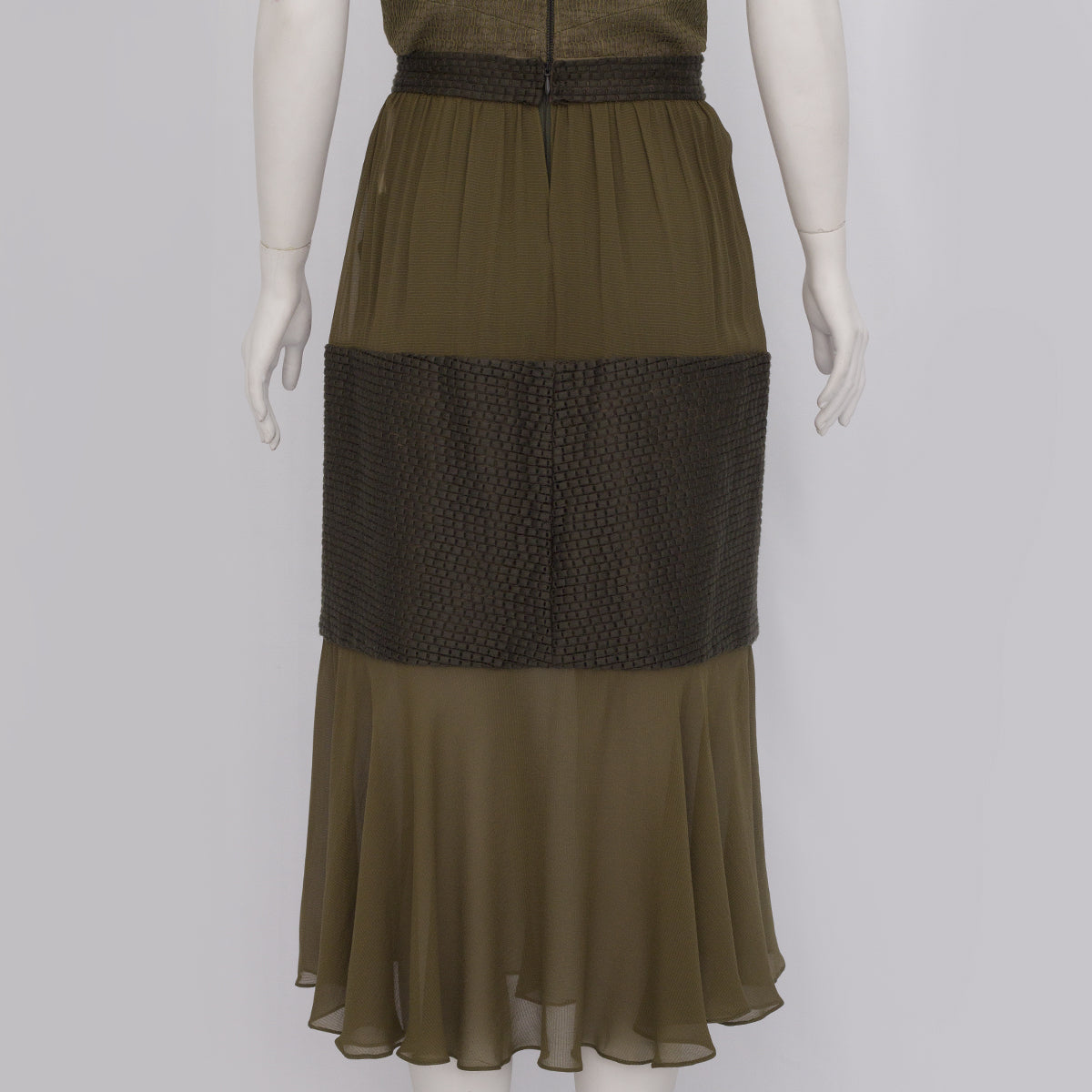 Saia Paula Raia Verde Musgo com Textura Tam. 36