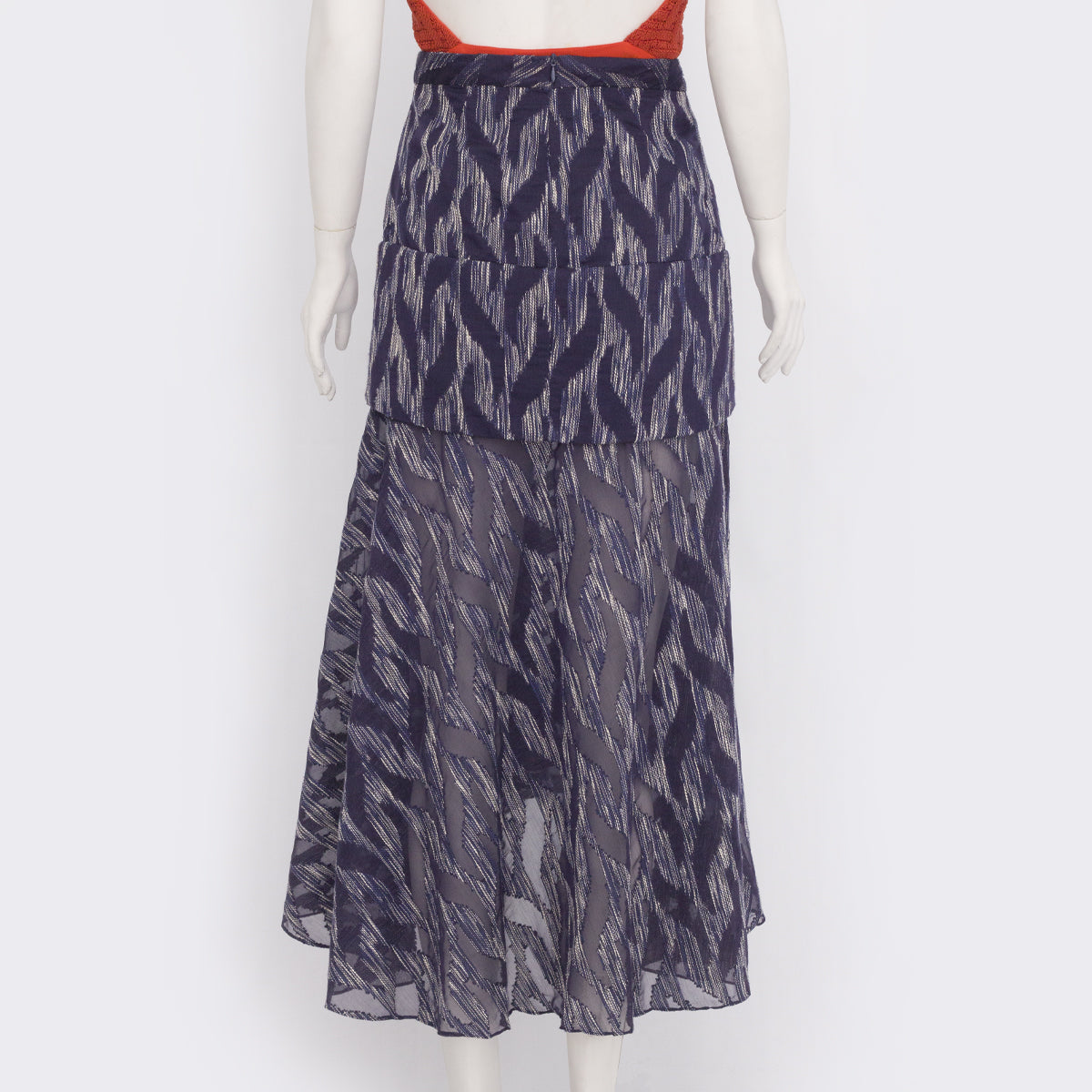 Saia Cris Barros Azul Branco Longa Tam. 36