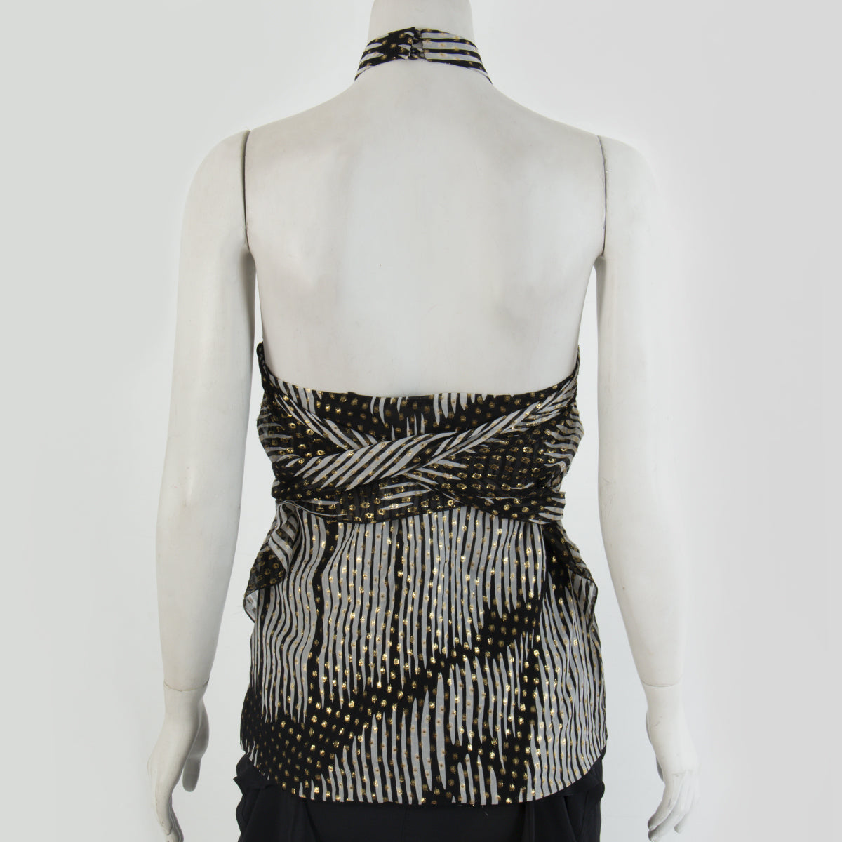 Blusa Gucci Preto Branco e Dourado Tam. 38