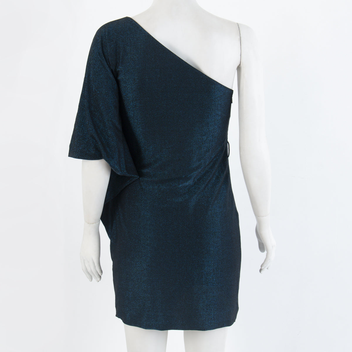 Vestido Gucci Unico Ombro Azul Metalizado Tam. S