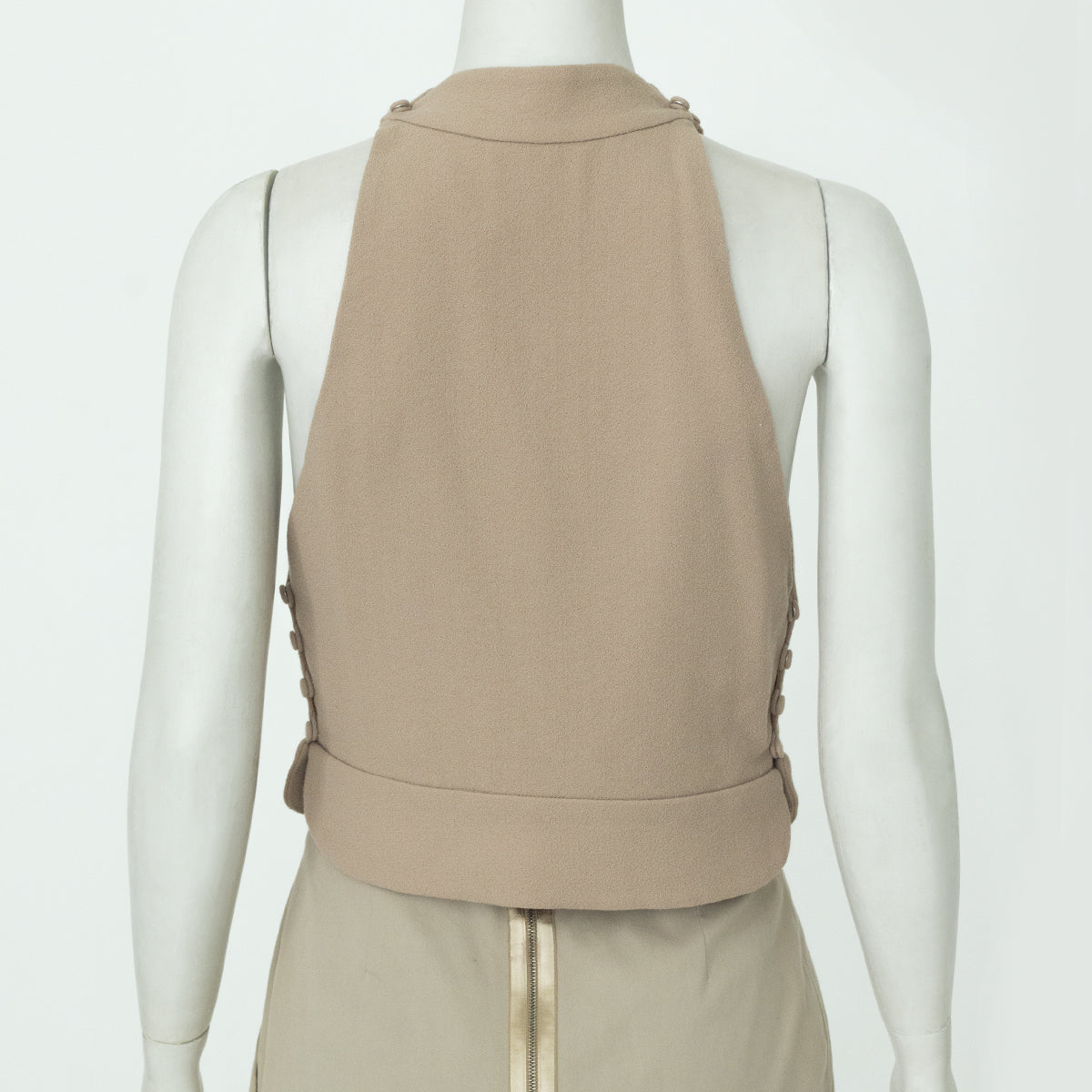 Blusa Cropped Paula Raia Gola Alta Bege Tam. 38