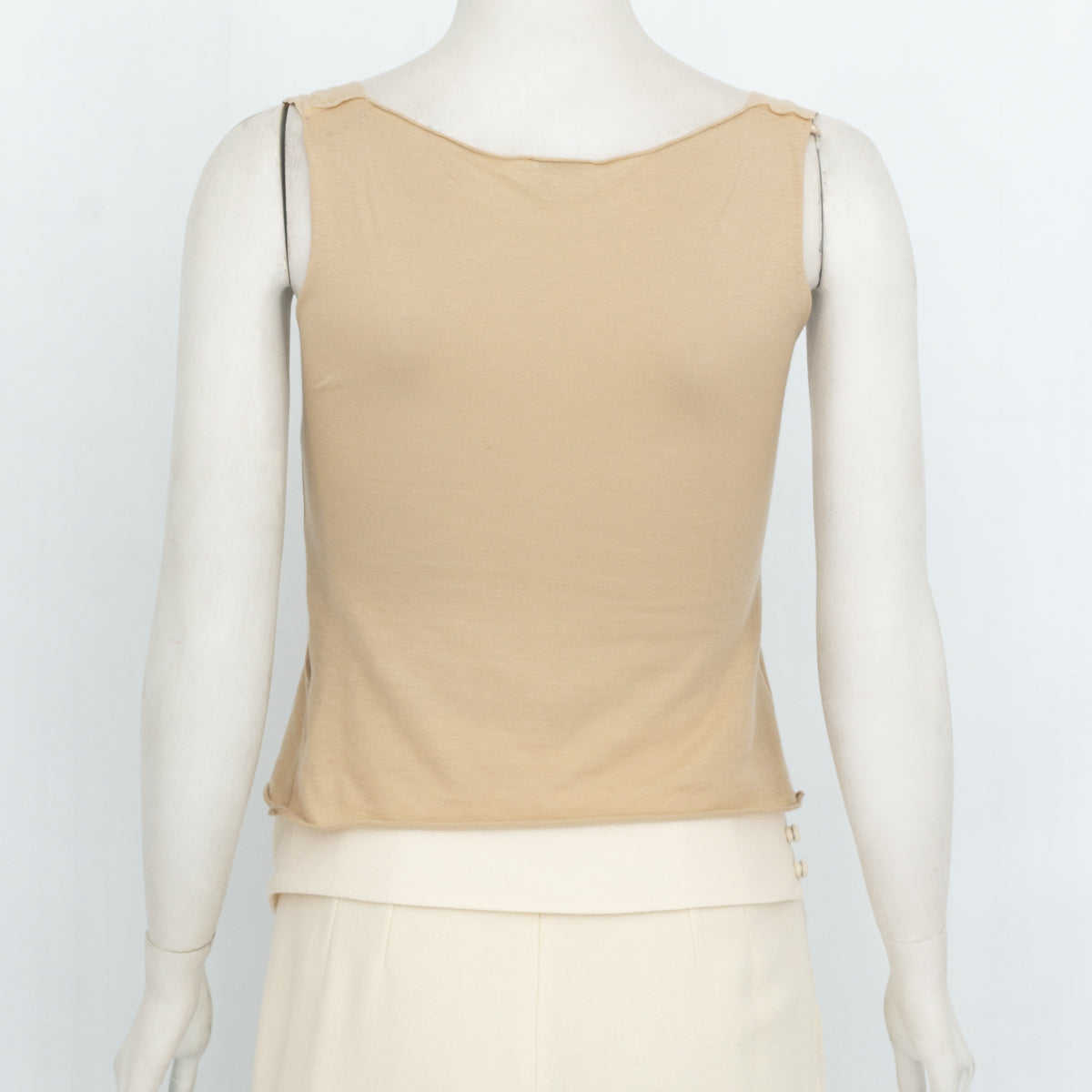 Regata Miu Miu Bege com Drapeado Tam. Xs