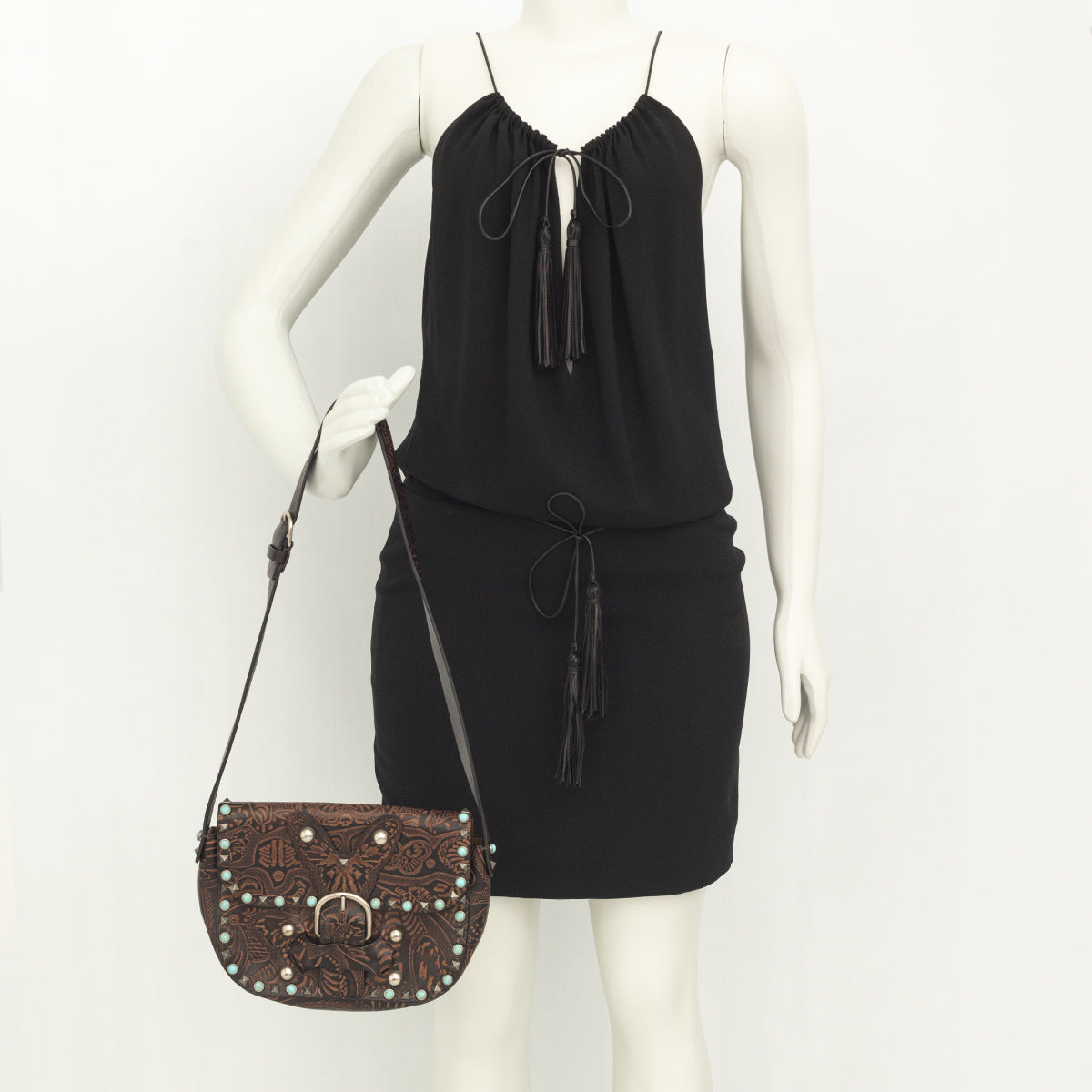 Bolsa Valentino Rolling Glam Marrom e Turquesa