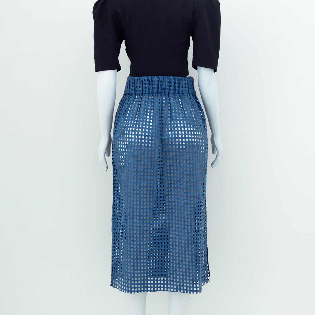 Saia Paula Raia Azul Marinho Vazada