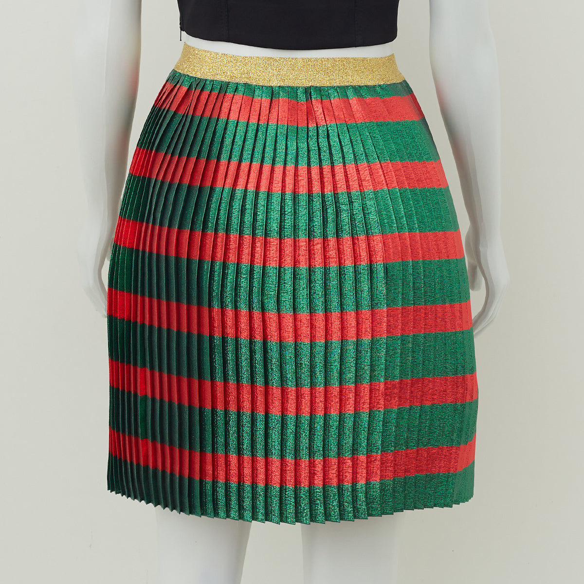 Saia Gucci Verde e Vermelha Metalizada Tam.12/36