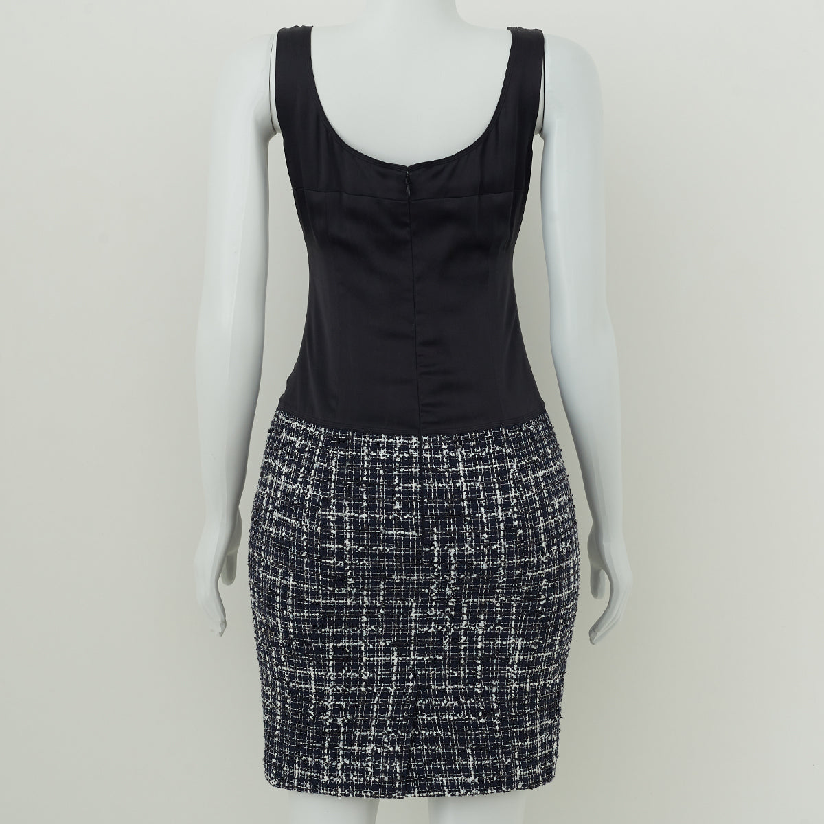 Vestido Chanel Cetim e Tweed Tam. 36FR