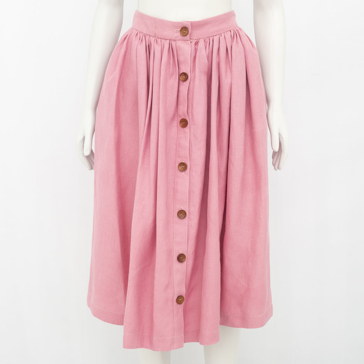 Saia Paula Raia Midi Rosa escuro com botões Tam. 38