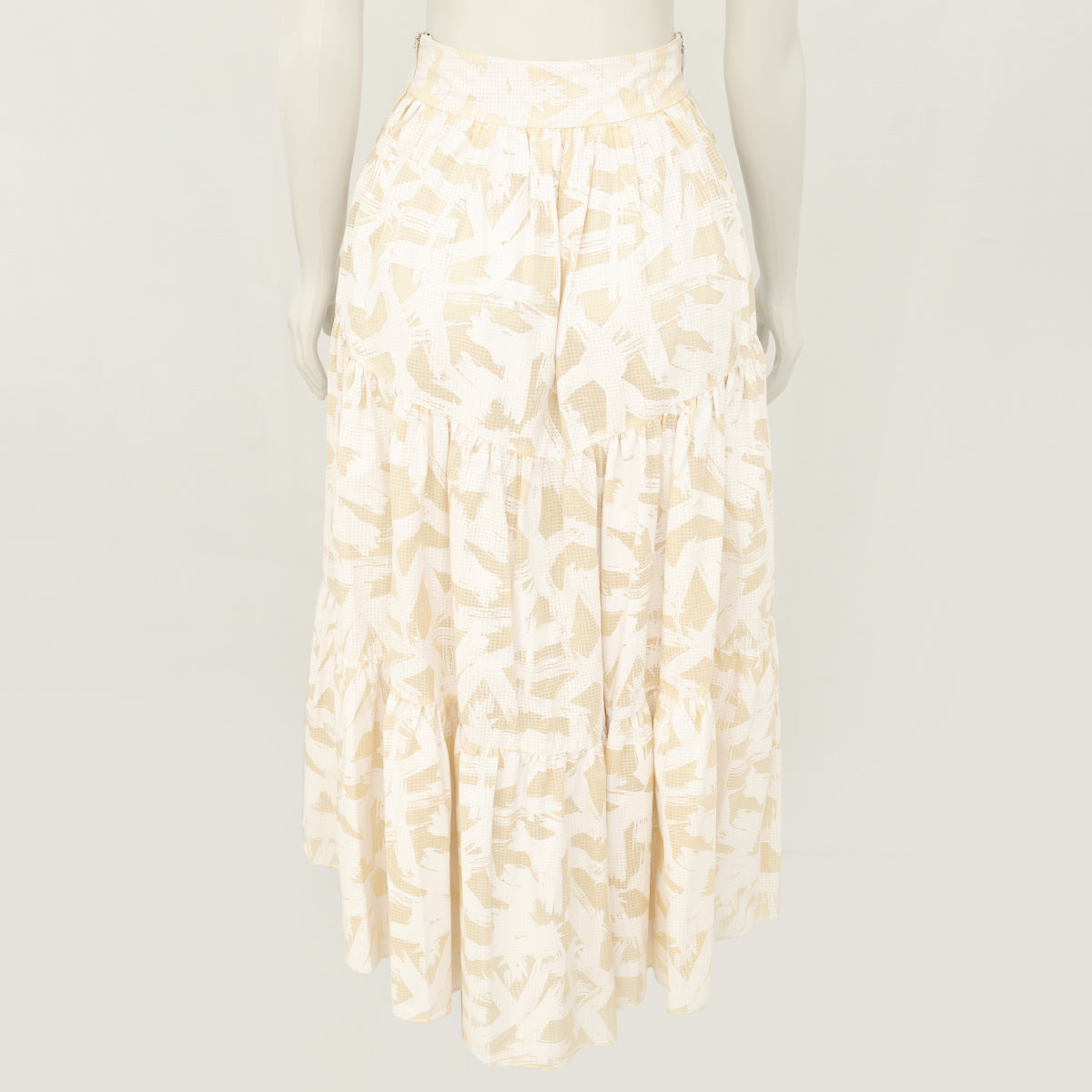 Saia Paula Raia Bege com Branco Tam. 36