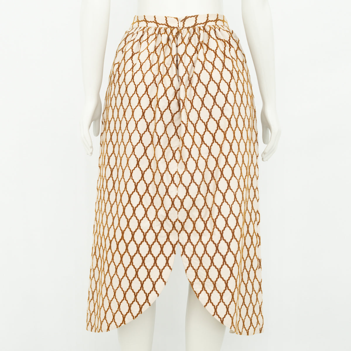 Saia Paula Raia nude com estampa de suede marrom tam.40