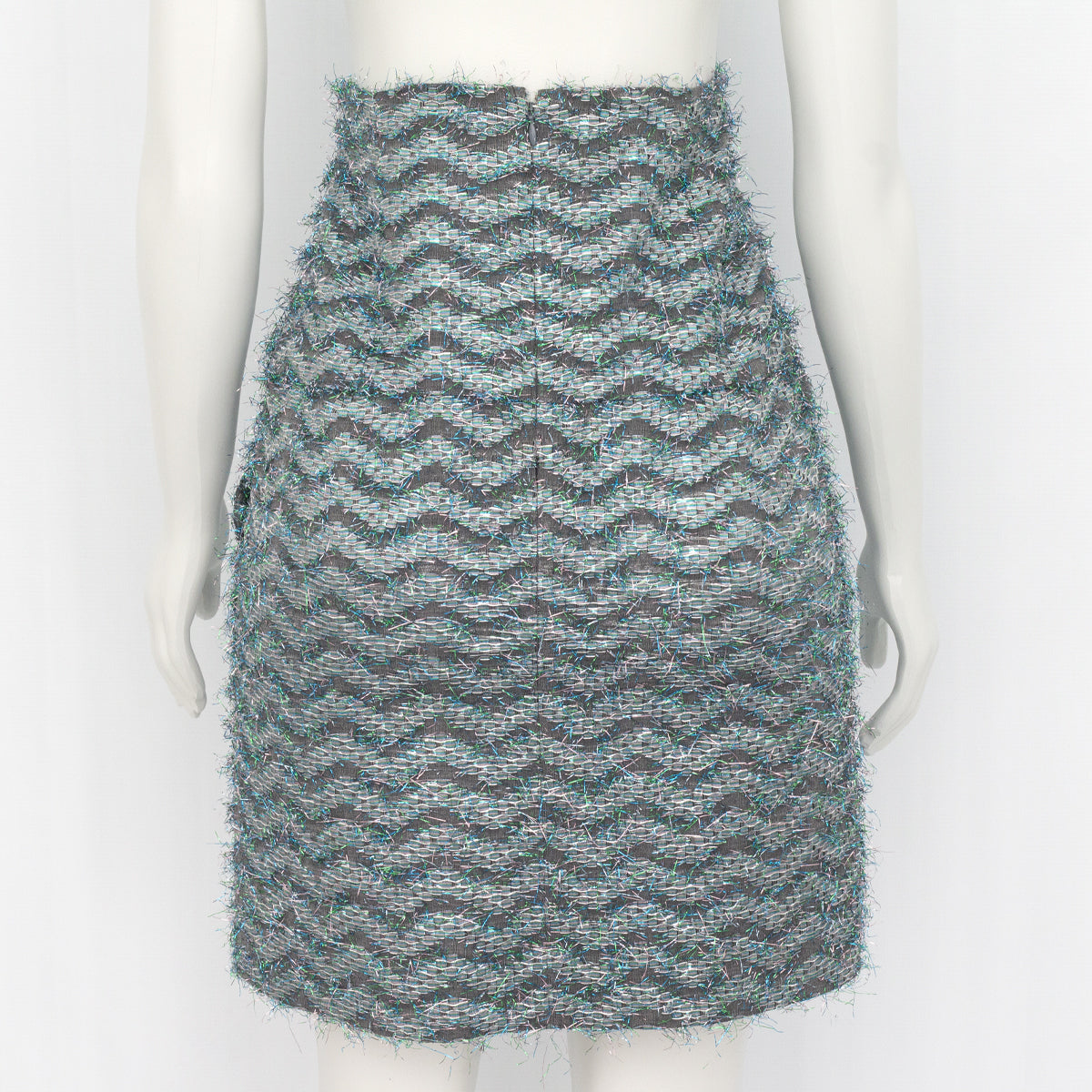 Saia Chanel Verde e Azul Metalizada Tam. 36