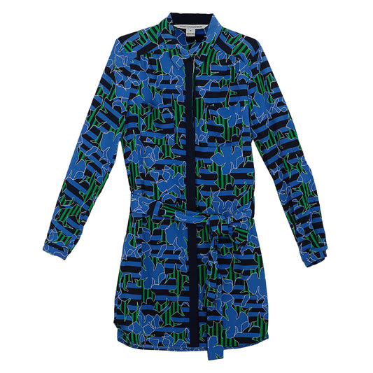 Vestido Diane Von Furstenberg Preto, Azul e Verde Tam. 4