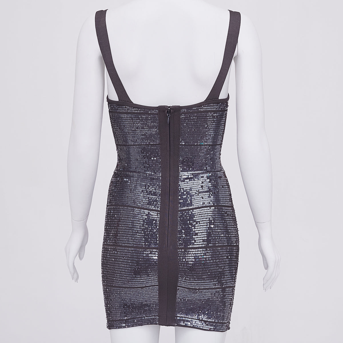 Vestido Hervé Léger Cinza Paetê Tam. xxs