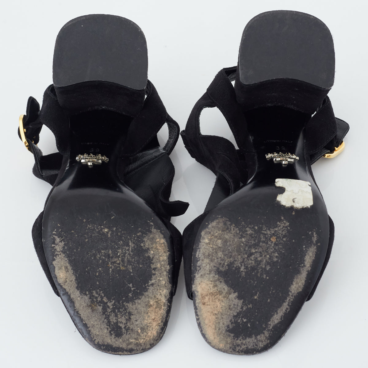 Sandália Prada Preta Camurça com Franjas Tam. 39