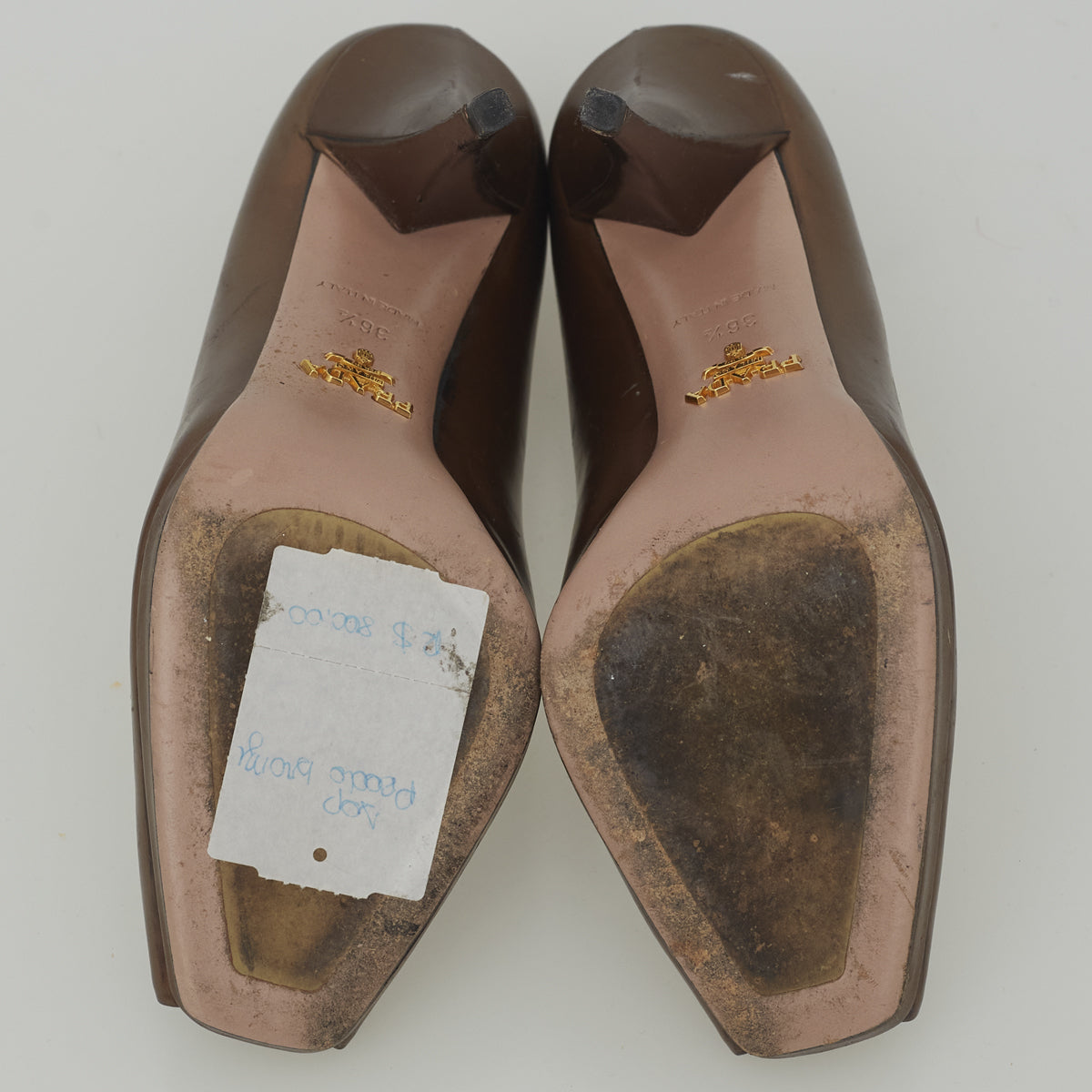 Peep Toe Prada Couro Marrom Tam. 36,4