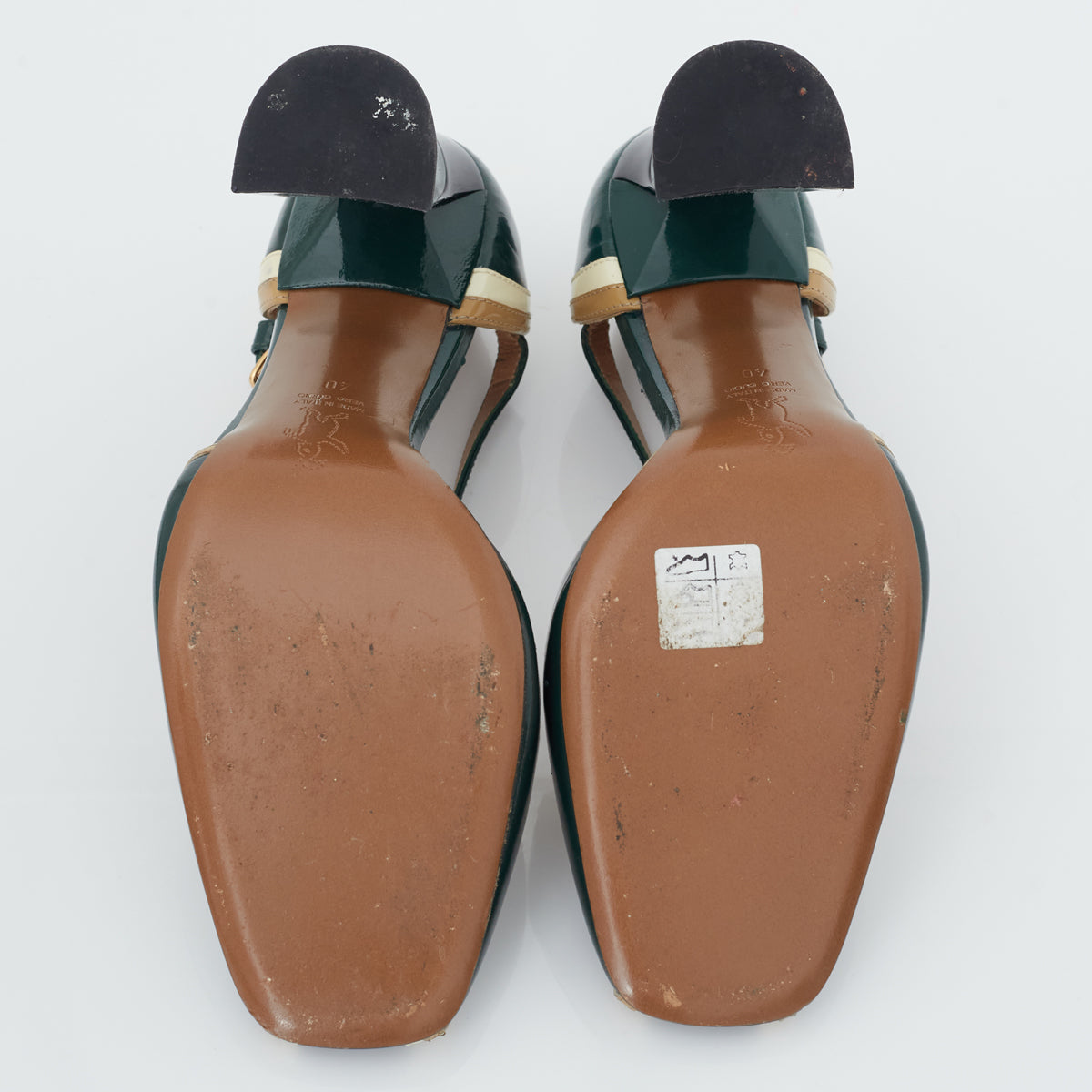 Sapato Marni Verniz Verde bege e Off-White Tam. 40