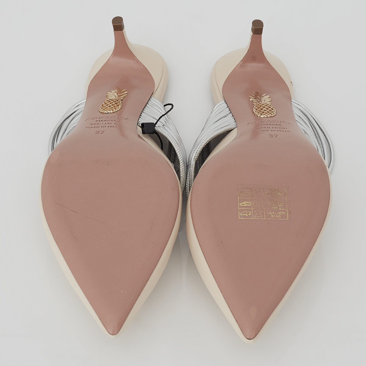 Mule Aquazzura Couro Nude Tam. 37