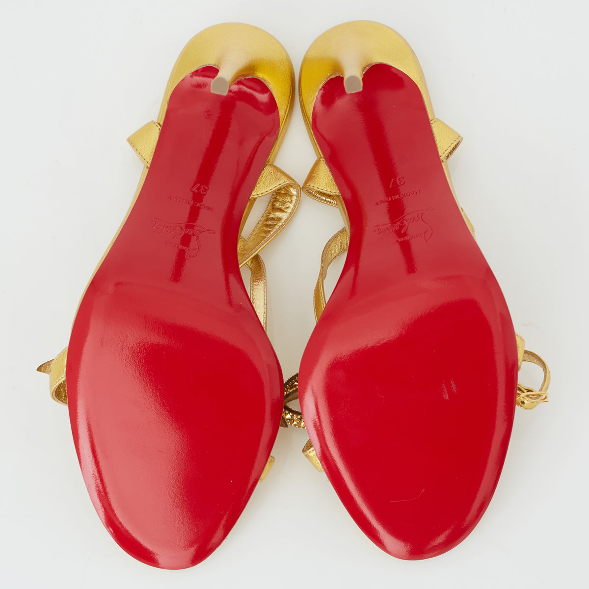 Sandália Christian Louboutin Laço Dourado Tam. 37