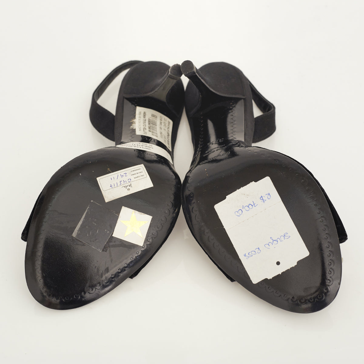 Sandália Sergio Rossi Veludo Preto Tam.37,5