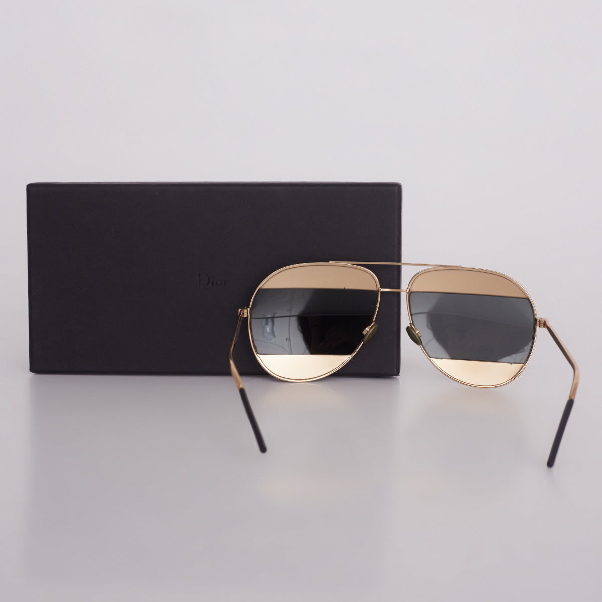 Óculos Chistian Dior Aviador c/ Lente Dourada e Prata
