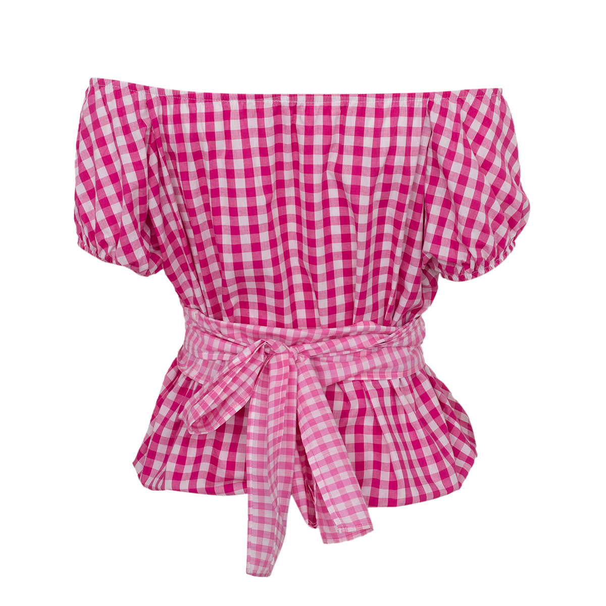 Blusa Ciganinha Ombro a Ombro Vichy Rosa Tam P
