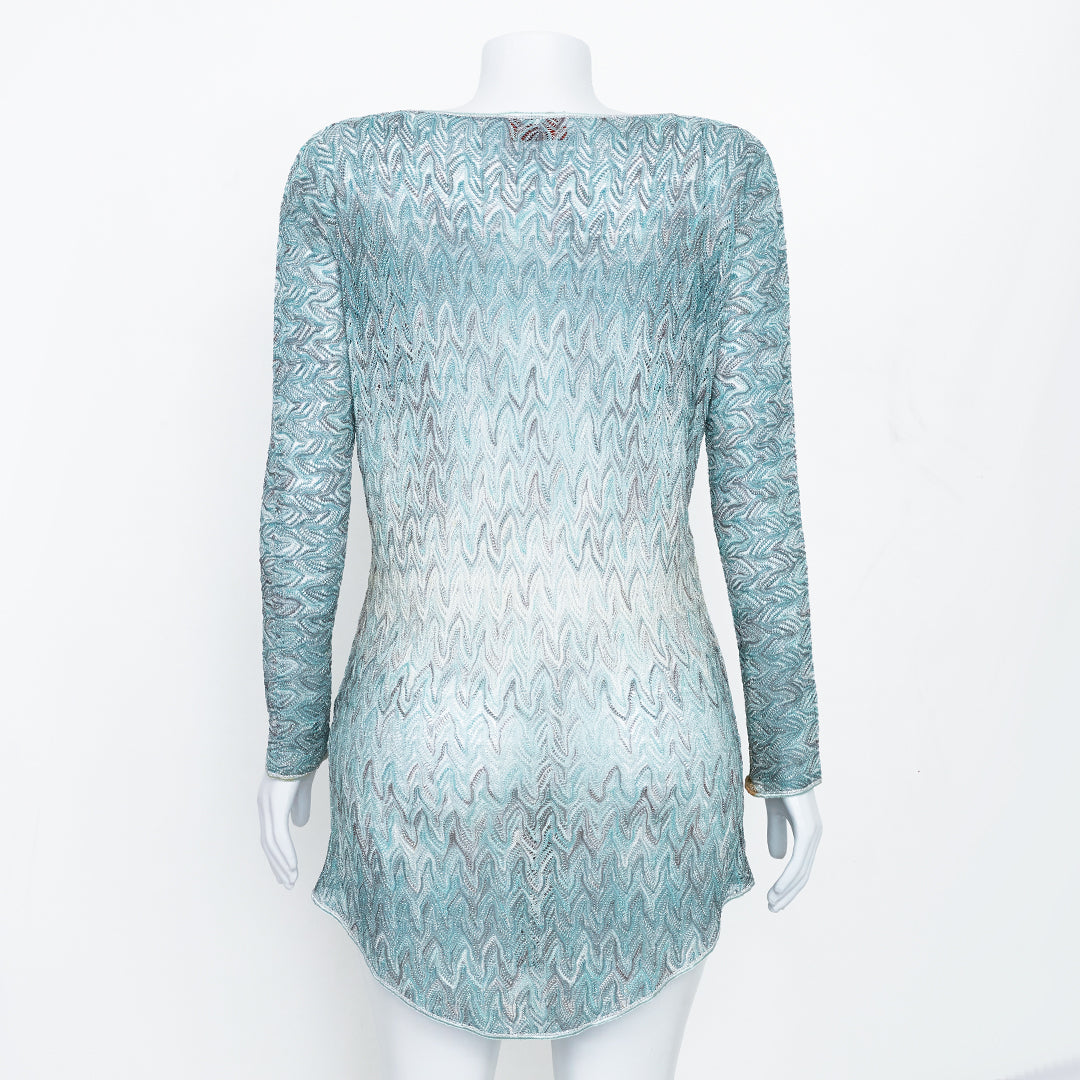 Blusa Missoni Azul Claro c/ Zigzag Estampado Tam. 38