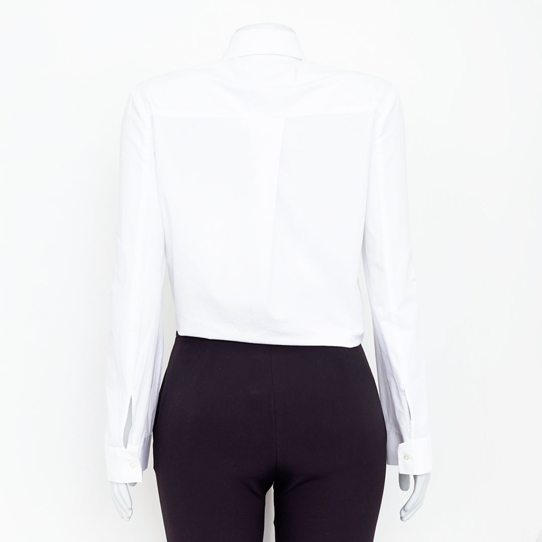 Camisa Paper Cropped Branca c/Detalhe de Amarração Tam.12