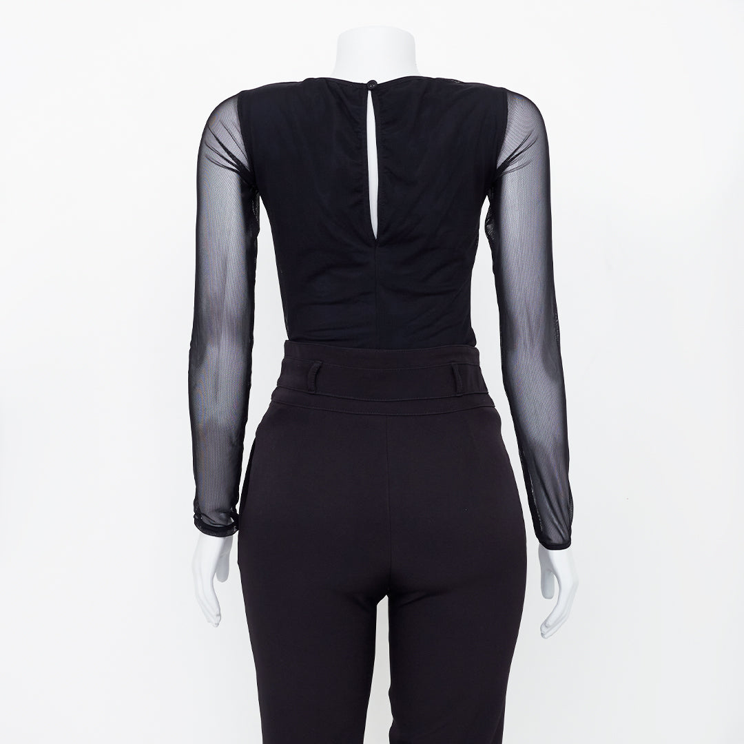 Body Cris Barros Preto com Tule Tam. 38