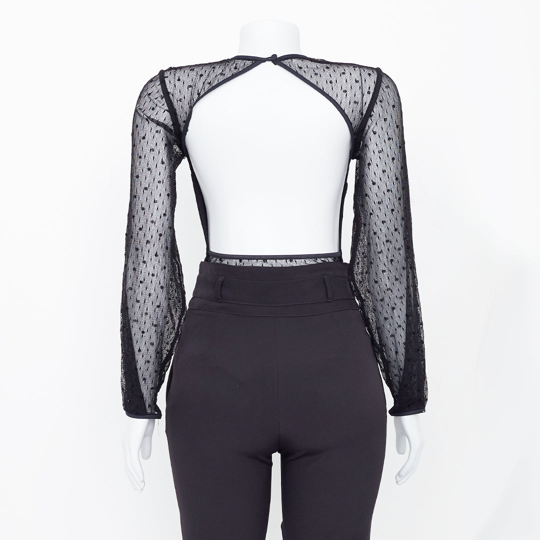 Body Paula Raia Preto com Tule de Poá Tam. M Br