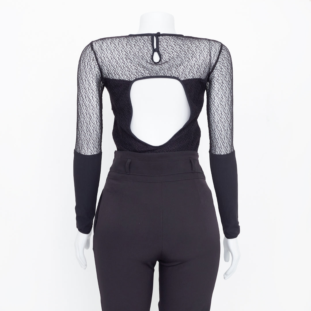 Body Preto com Renda Sem Marca Tam. 38