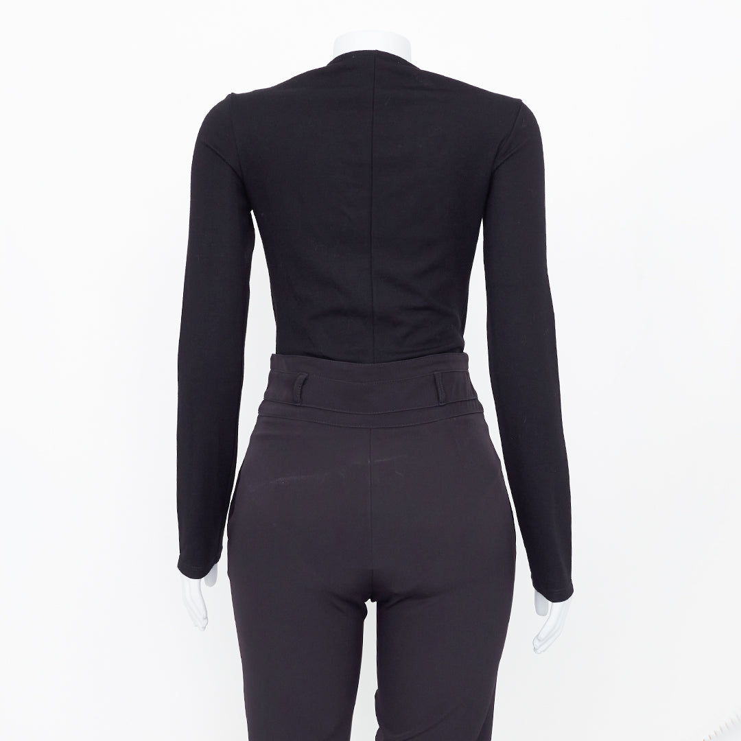 Body Cris Barros Manga Longa Preto Tam. M