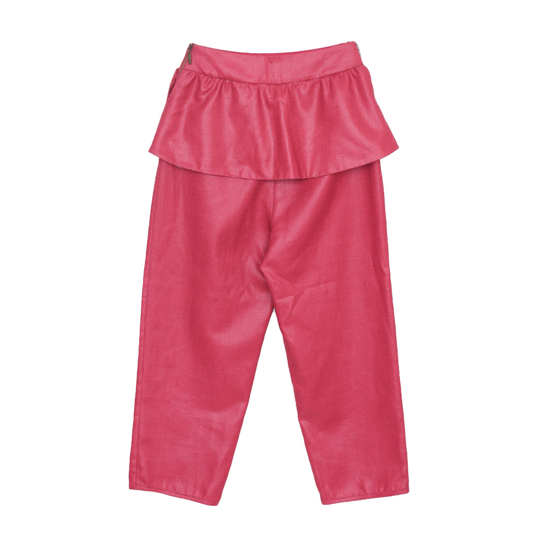 Calça Paula Raia Magenta c/ Detalhe Peplun Tam.36